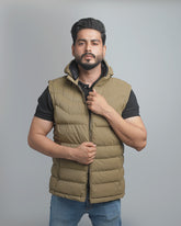 Men's Insulated Puffer Vest with Hood - Quilted Sleeveless Jacket